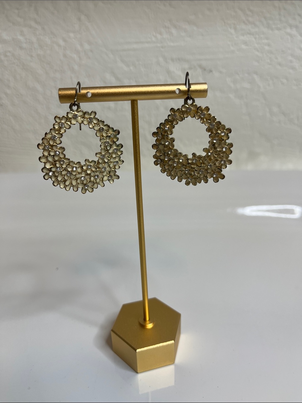 Gold Floral Hoop Earrings - Women Jewelry